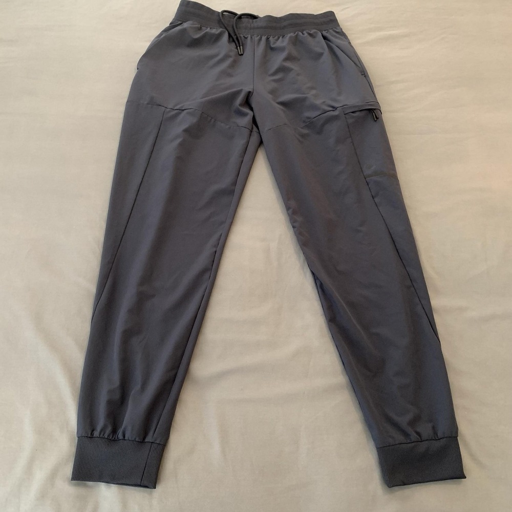 Apana Jogger Pants Mens Medium Gray Stretch Elastic Waist Zip Pocket Athletic